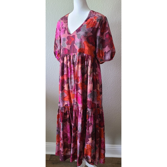 Anthropologie Vibrant Pink and Purple Midi Dress - Picture 5 of 14
